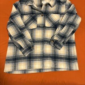 Blue and Cream Plaid Shirt